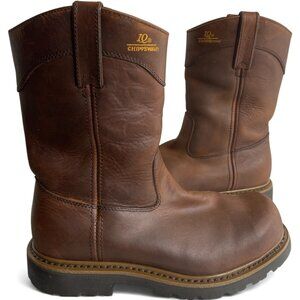 Chippewa Leather IQ Brown Steel Toe Engineer Biker Work Boots Men's 9.5 XW